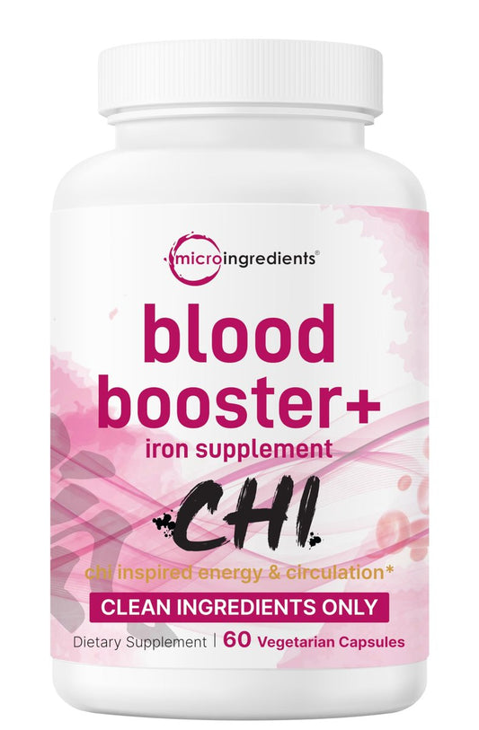 Micro Ingredients Blut-Booster+ Eisenpräparat, 60 vegane Kapseln | 14-in-1 Eisenbisglycinat mit Folat, Vitaminen B, C | Sanfte Formel ohne Nebenwirkungen | Unterstützung für rote Blutkörperchen & Anämie