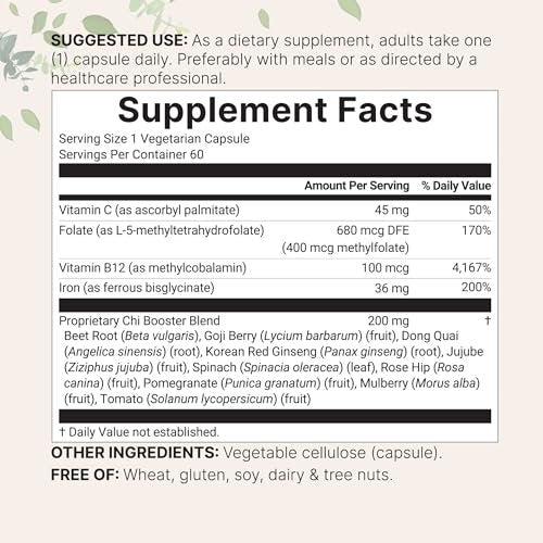 Micro Ingredients Blut-Booster+ Eisenpräparat, 60 vegane Kapseln | 14-in-1 Eisenbisglycinat mit Folat, Vitaminen B, C | Sanfte Formel ohne Nebenwirkungen | Unterstützung für rote Blutkörperchen & Anämie