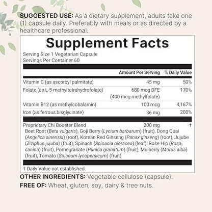 Micro Ingredients Blut-Booster+ Eisenpräparat, 60 vegane Kapseln | 14-in-1 Eisenbisglycinat mit Folat, Vitaminen B, C | Sanfte Formel ohne Nebenwirkungen | Unterstützung für rote Blutkörperchen & Anämie