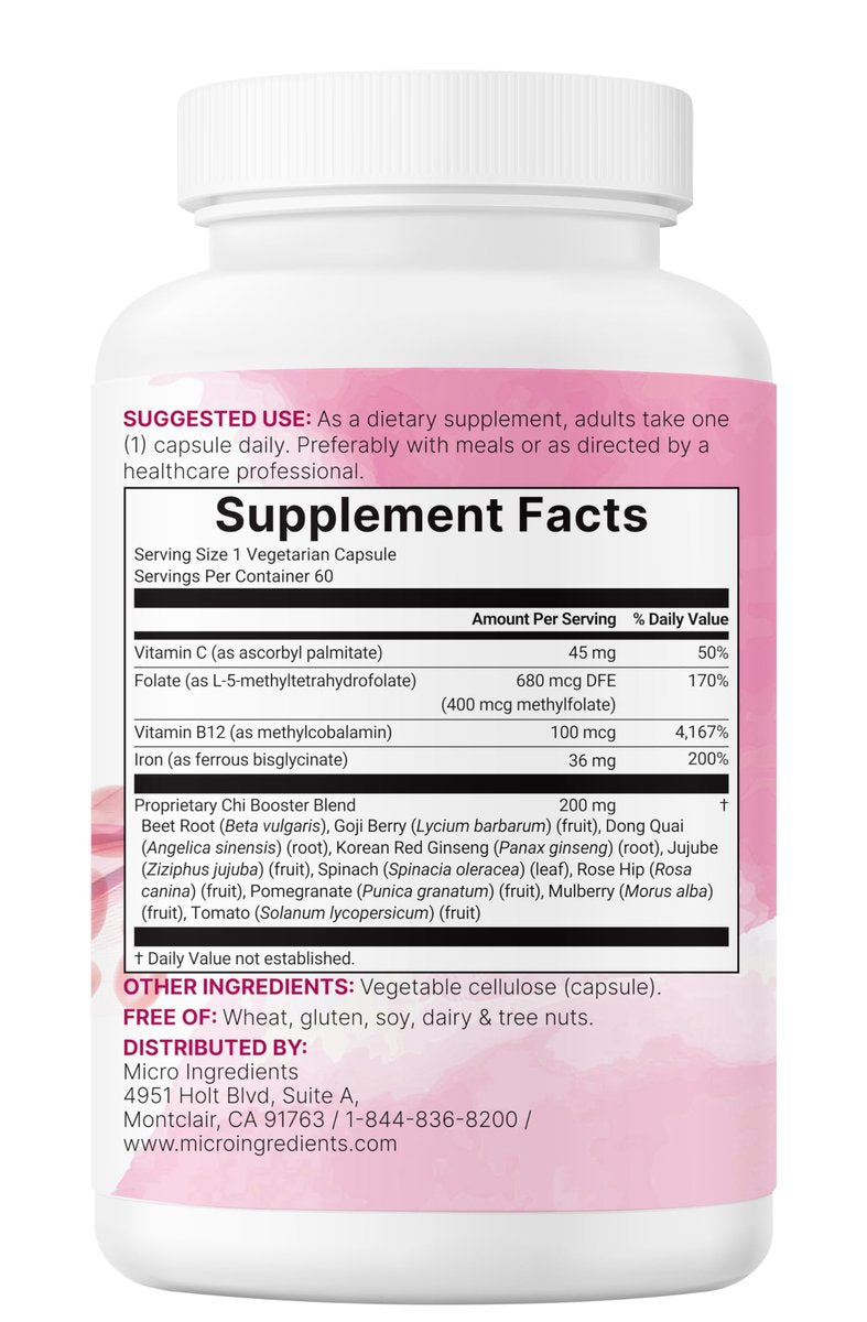Micro Ingredients Blut-Booster+ Eisenpräparat, 60 vegane Kapseln | 14-in-1 Eisenbisglycinat mit Folat, Vitaminen B, C | Sanfte Formel ohne Nebenwirkungen | Unterstützung für rote Blutkörperchen & Anämie