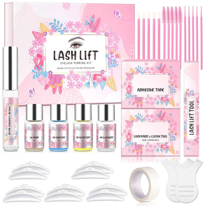 Lash Lift Kit – Professionelles Wimpernlifting-Set für zu Hause oder im Salon, semi-permanente Locken, langanhaltende Wellen, inkl. Edelstahl-Werkzeuge (Pink)