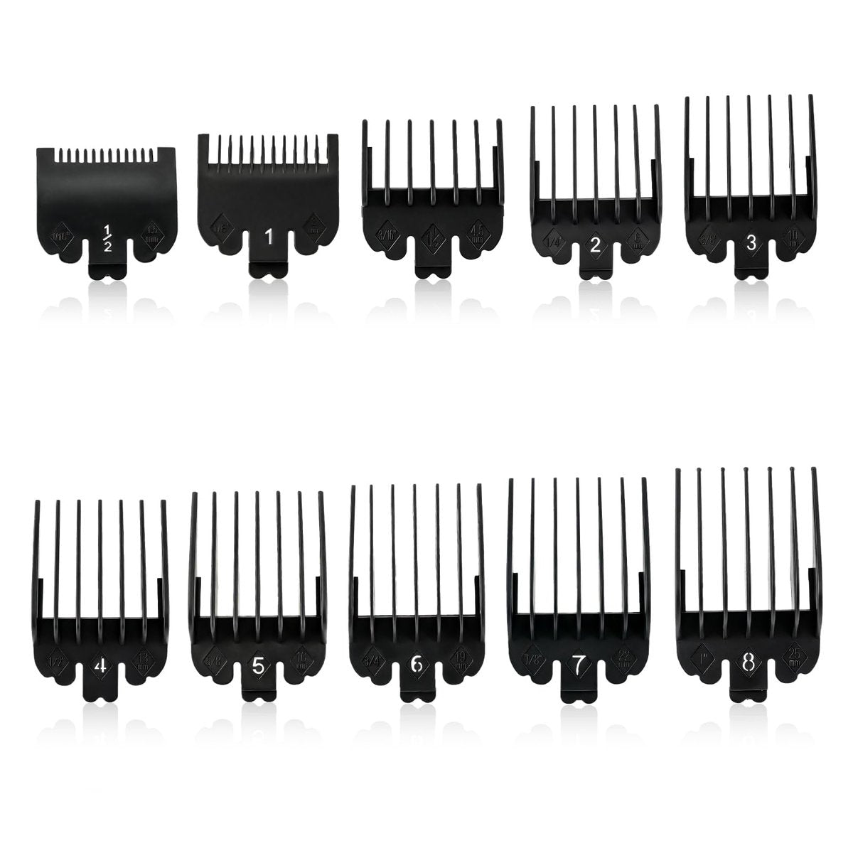 Robuste Aufsätze für Haarschneider Kompatibel mit Novah – Passend für Trimmer & Haarschneider, Sicherer Halt, Sanftes Schneiden, 10 Stück, Schwarz