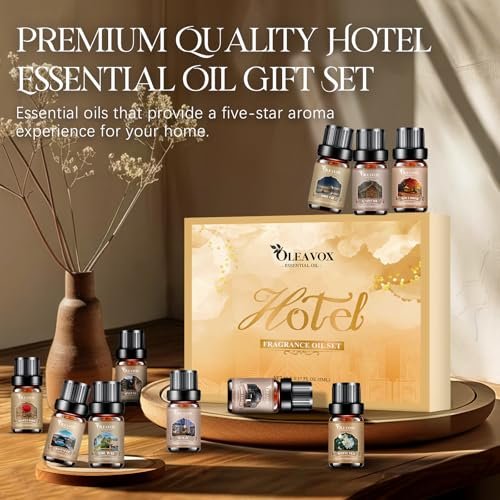 Hotel Diffuser Oils Geschenkset, Luxuriöse Duftölmischung, Hotel-ätherische Öle für Diffuser zu Hause, Kerzen- und Seifenherstellung, 10x5ml Duftöle, Aromatherapie-Öl-Set