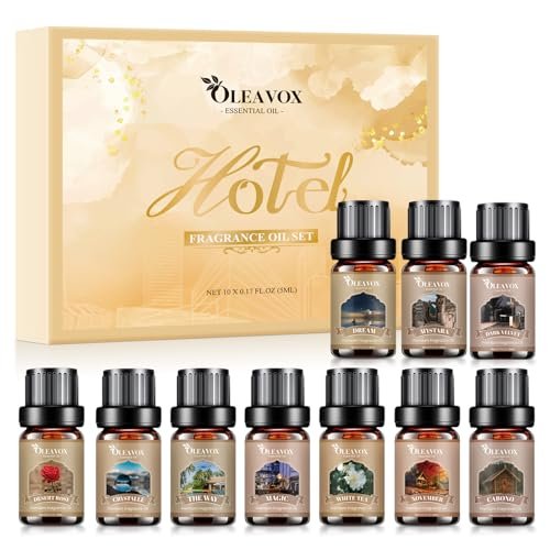Hotel Diffuser Oils Geschenkset, Luxuriöse Duftölmischung, Hotel-ätherische Öle für Diffuser zu Hause, Kerzen- und Seifenherstellung, 10x5ml Duftöle, Aromatherapie-Öl-Set