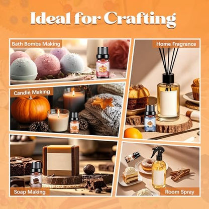OleaVox Bäckerei Essential Öle Set – Premium Duftöle für Diffuser, Kerzen- & Seifenherstellung, 10x5ml: Kürbiskuchen, Vanillecreme, Lebkuchen, Zimt-Zucker-Donut & mehr