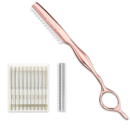 FEISIER Haarrasierer zum Schneiden von Haaren, professionelles Styling-Texturier-Rasierer, Edelstahl-Ausdünnungs-Rasierer-Set mit 10 Ersatzklingen, Premium-Schnitt-Rasierer für Salon und Zuhause