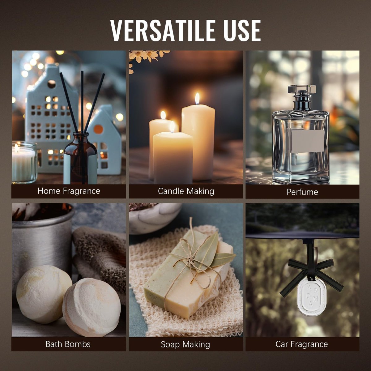 Herren Ätherische Öle Geschenkset, Premium Duftöle für Diffuser zu Hause, Kerzen- & Seifendüfte, Agarholz & Leder, Tabak & Vanille, Sandelholz & Amber, Zypresse & Salbei, Rum & Moschus, Zedernholz & Oud