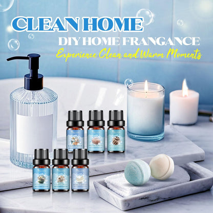 OleaVox Ätherische Öle für die Wäsche, Duftöl für Diffuser, Zuhause, Kerzen- & Seifenherstellung, Frische Wäsche, Baumwolle, Waschsalon, Blütenduft, reiner weißer Komfort, flauschige Handtücher, stark duftende Öle (6 x 10 ml)