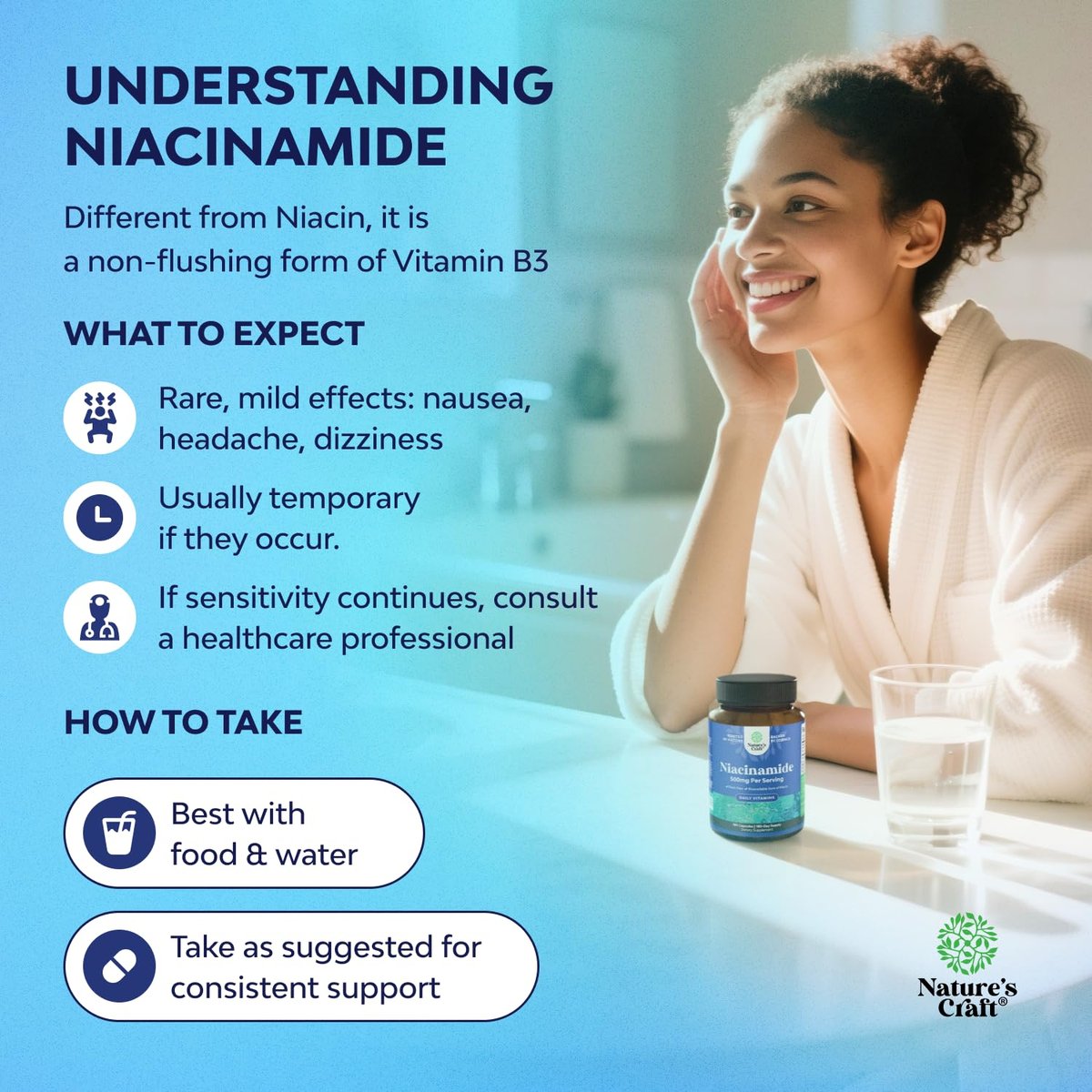 Reines Vitamin B3 Niacinamid 500mg Kapseln – Niacinamid (Vit B3) 500mg, flushfreie Form von B3-Vitaminen für Hautgesundheit, Entgiftung & NAD-Produktion für Frauen & Männer – Nahrungsergänzungsmittel für gesunde Haut – 180 Stück