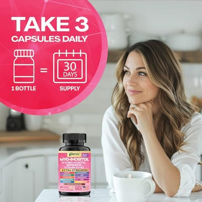 Parrox Myo Inositol Supplement – D-Chiro Inositol, Folat, DIM, Vitamin D3, B12, K2, Chrom, Bioperin, Ceylon-Zimt, Zink, Ashwagandha, Mönchspfeffer, Magnesium, Berberin (90 vegane Kapseln)