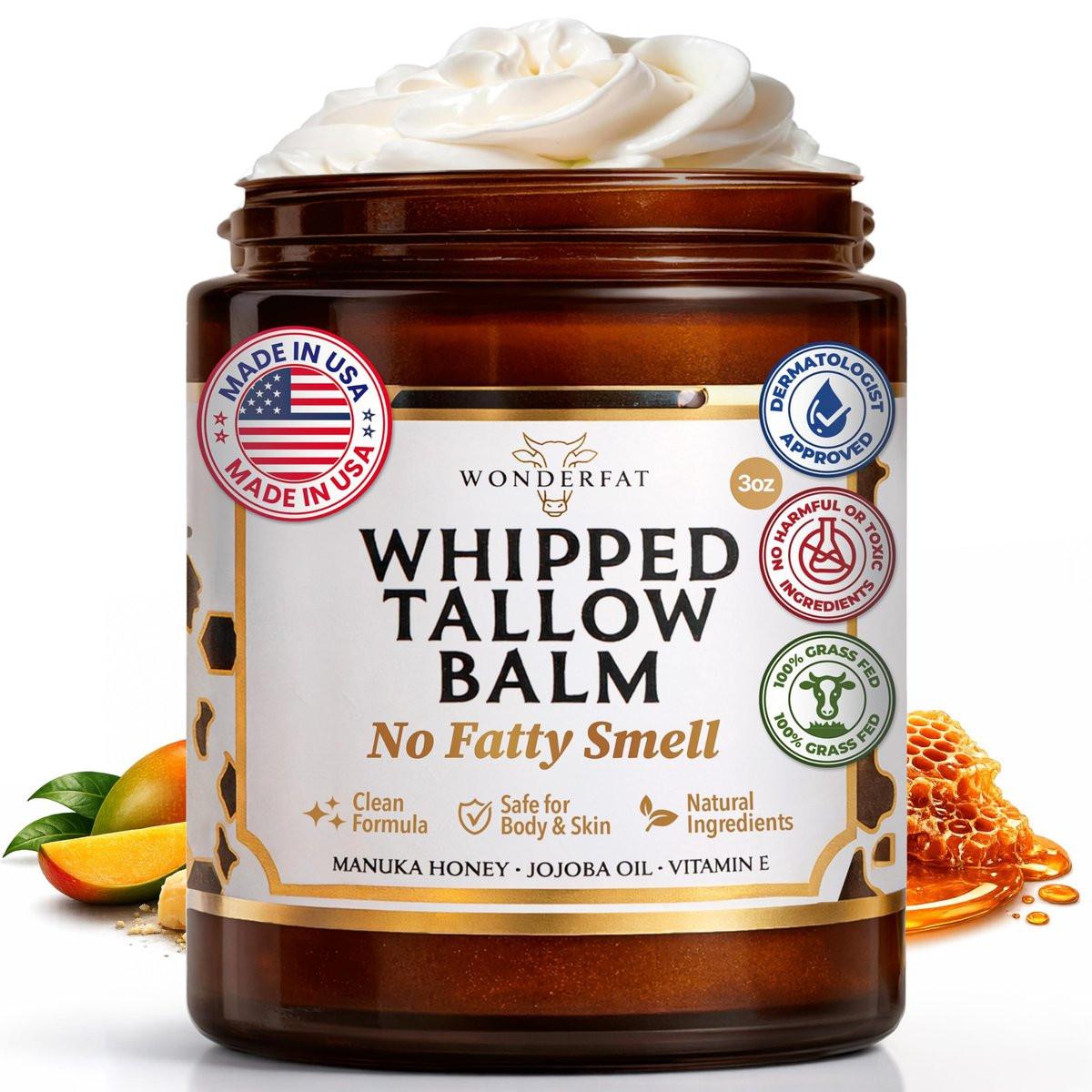 Wonderfat Rindertalg-Balsam für die Haut – Tallow & Honig Gesichtsbalsam, grasgefüttert, biologisch, mit Manuka-Honig, Jojobaöl & Vitamin E, duftfreie Körperbutter & Feuchtigkeitscreme 85 g