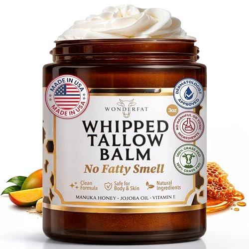 Wonderfat Rindertalg-Balsam für die Haut – Tallow & Honig Gesichtsbalsam, grasgefüttert, biologisch, mit Manuka-Honig, Jojobaöl & Vitamin E, duftfreie Körperbutter & Feuchtigkeitscreme 85 g