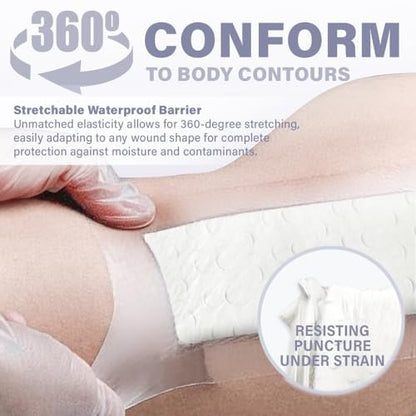 EVERLIT Post-Chirurgischer Verband | Steriler, wasserdichter Wundverband für postoperative Wundversorgung | Hypoallergener Silikonverband für Operationswunden, 5er-Pack (10 x 25 cm)
