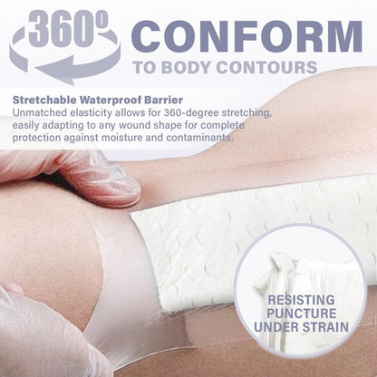 EVERLIT Post-Chirurgischer Verband | Steriler, wasserdichter Wundverband für postoperative Wundversorgung | Hypoallergener Silikonverband für Operationswunden, 5er-Pack (10 x 25 cm)