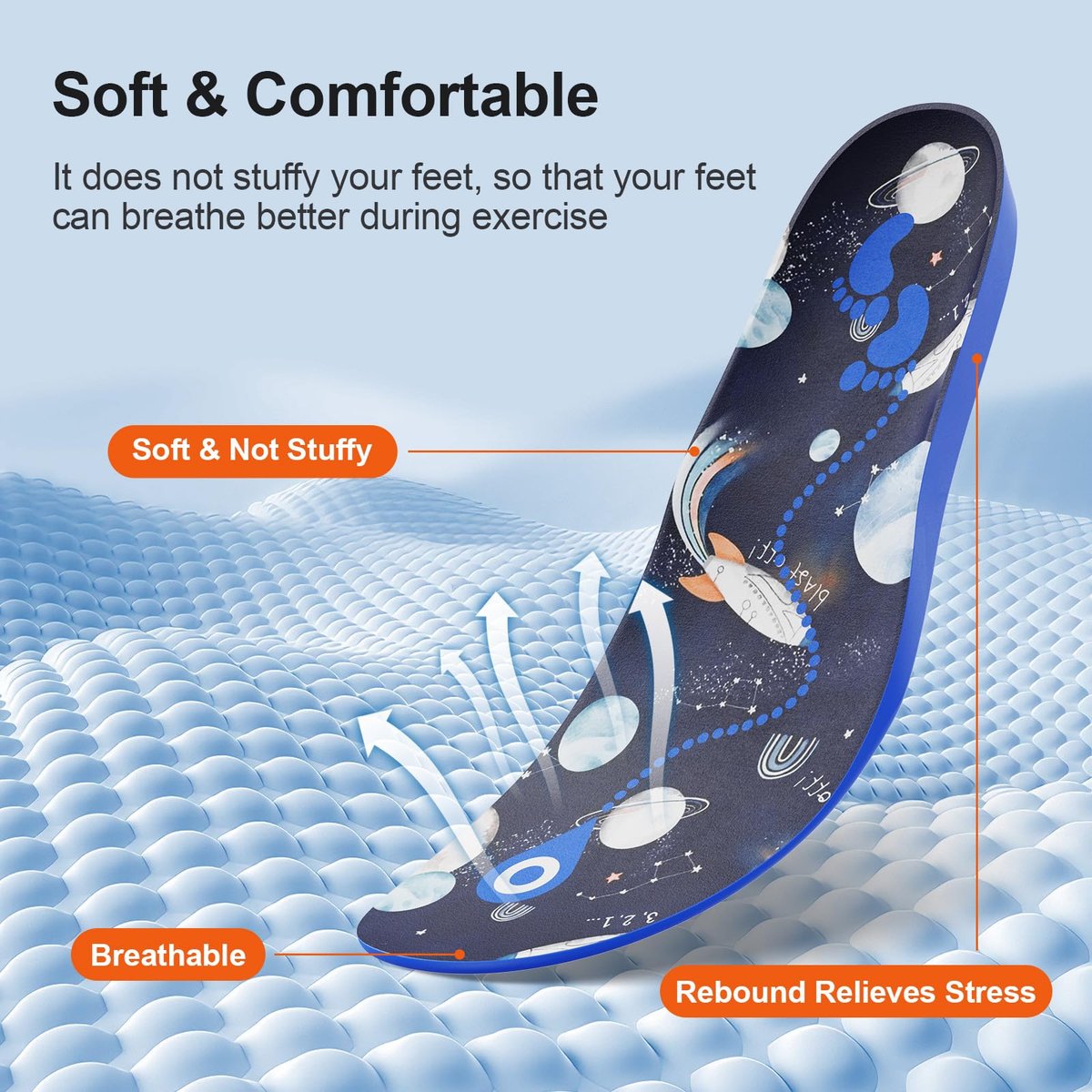 Hidden Holder Insole kompatibel mit AirTag – Einlegesohle für Tracker, für Kinder, Erwachsene und Senioren, sichere Passform für Turnschuhe & Alltagsschuhe, Anti-Verlust weiche Schuheinlagen, Blau (195-210mm)