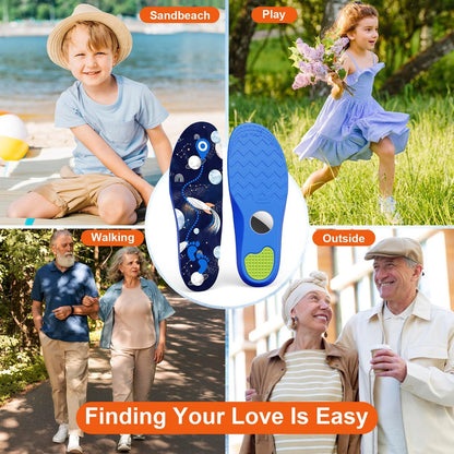 Hidden Holder Insole kompatibel mit AirTag – Einlegesohle für Tracker, für Kinder, Erwachsene und Senioren, sichere Passform für Turnschuhe & Alltagsschuhe, Anti-Verlust weiche Schuheinlagen, Blau (195-210mm)