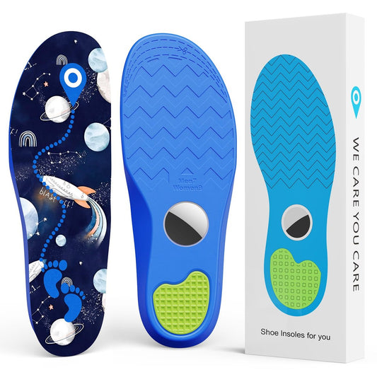 Hidden Holder Insole kompatibel mit AirTag – Einlegesohle für Tracker, für Kinder, Erwachsene und Senioren, sichere Passform für Turnschuhe & Alltagsschuhe, Anti-Verlust weiche Schuheinlagen, Blau (195-210mm)