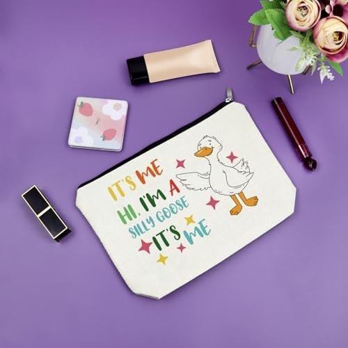 Sazuwu Silly Goose Makeup-Tasche für Frauen – Geschenk für Gänse-Liebhaber, Kosmetiktasche aus Canvas, Reise-Toilettentasche