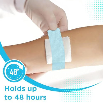 OK TAPE Silikon-Medizinisches Tape (2 Rollen) für empfindliche Haut, wasserdichtes chirurgisches Tape zur Fixierung von Verbänden und Gaze, schmerzfreie Entfernung, Mikropore-Tape, Erste-Hilfe-Bandage, 1" x 5 Yards, Blau