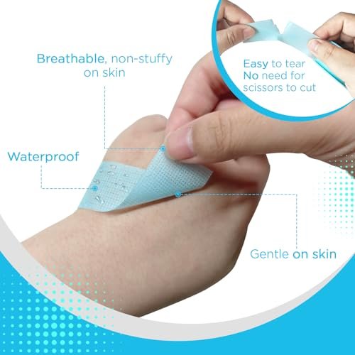 OK TAPE Silikon-Medizinisches Tape (2 Rollen) für empfindliche Haut, wasserdichtes chirurgisches Tape zur Fixierung von Verbänden und Gaze, schmerzfreie Entfernung, Mikropore-Tape, Erste-Hilfe-Bandage, 1" x 5 Yards, Blau