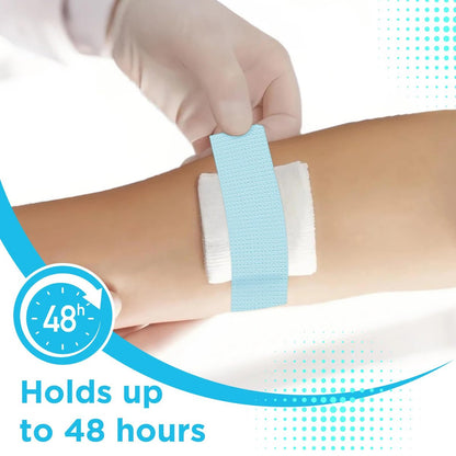 OK TAPE Silikon-Medizinisches Tape (2 Rollen) für empfindliche Haut, wasserdichtes chirurgisches Tape zur Fixierung von Verbänden und Gaze, schmerzfreie Entfernung, Mikropore-Tape, Erste-Hilfe-Bandage, 1" x 5 Yards, Blau