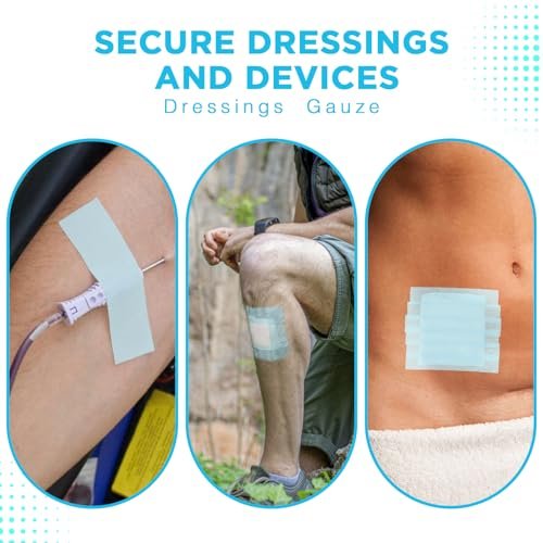 OK TAPE Silikon-Medizinisches Tape (2 Rollen) für empfindliche Haut, wasserdichtes chirurgisches Tape zur Fixierung von Verbänden und Gaze, schmerzfreie Entfernung, Mikropore-Tape, Erste-Hilfe-Bandage, 1" x 5 Yards, Blau