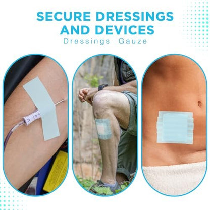 OK TAPE Silikon-Medizinisches Tape (2 Rollen) für empfindliche Haut, wasserdichtes chirurgisches Tape zur Fixierung von Verbänden und Gaze, schmerzfreie Entfernung, Mikropore-Tape, Erste-Hilfe-Bandage, 1" x 5 Yards, Blau