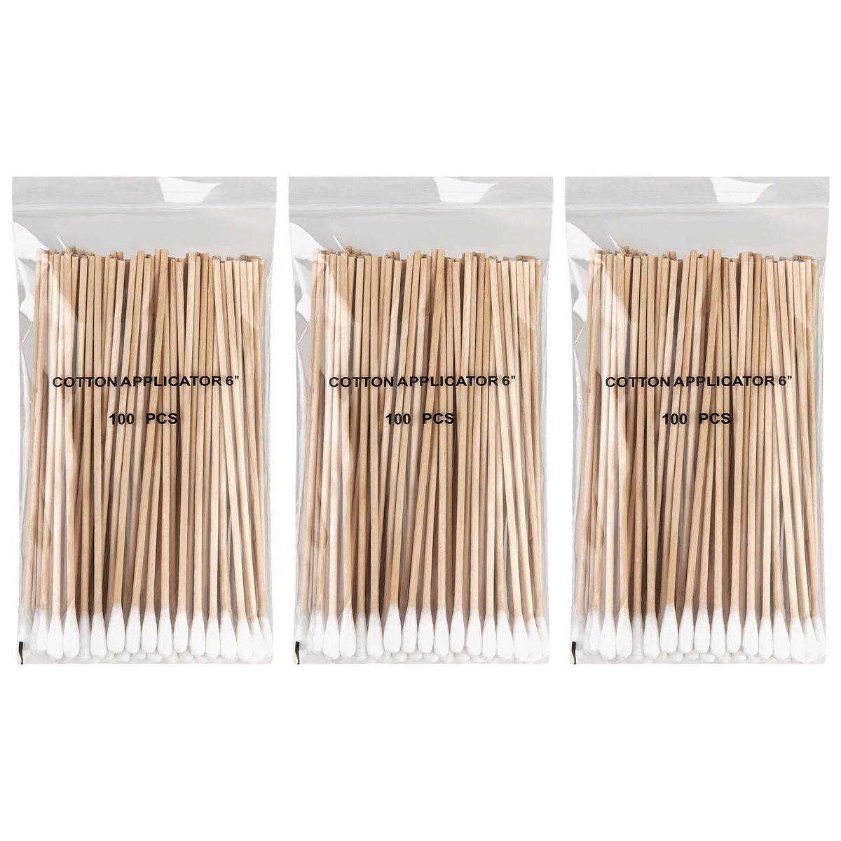 Vaincre 300 Stück lange Wattestäbchen - 15 cm Reinigungswattestäbchen mit Holzstiel, Microblading-Lidschatten-Applikator, Mikro-Wattestäbchen für Hunde, Make-up, Nagelkunst, Tattoo, Permanent Make-up