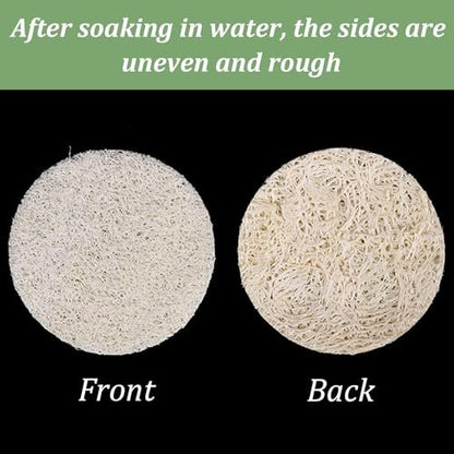 Nogeqi 30 Stück 5,5 cm Natürliche Luffa-Schwamm-Pads für die Gesichtsreinigung, Peeling Körper- und Gesichtspeeling-Pads für Make-up-Entfernung und abgestorbene Hautzellen für Damen und Herren (eine Seite aufgeweicht)