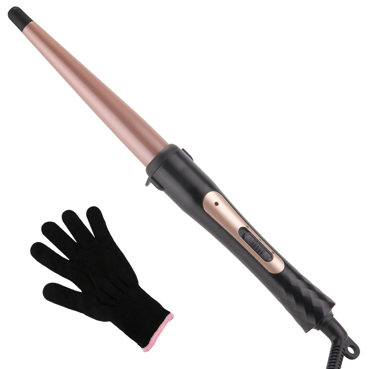 MCODON Tapered Curling Wand 1/2-Zoll bis 1-Zoll Turmalin-Keramik-Tonnen professioneller Lockenstab für kurzes, mittellanges und langes Haar mit zwei Temperatureinstellungen, automatischer Abschaltung und Doppelspannung