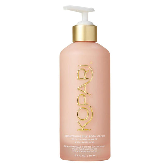 Kopari Brightening Silk Body Cream mit 2% Niacinamid, AHAs & Kakadu Pflaume – Feuchtigkeitsspendende Körperlotion für einen strahlenden, ebenmäßigen Teint, leicht, schnell einziehend, Duft nach saftiger Pink Guave, 6,7 oz