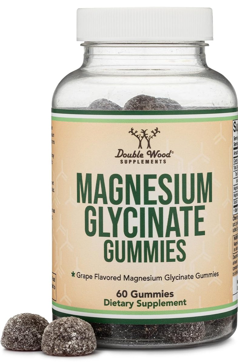 Magnesiumglycinat Gummibärchen (400 mg pro Portion, 30-Tage-Vorrat, Traubengeschmack) – Hochabsorbierendes Magnesiumpräparat für Erwachsene und Kinder von Double Wood Supplements