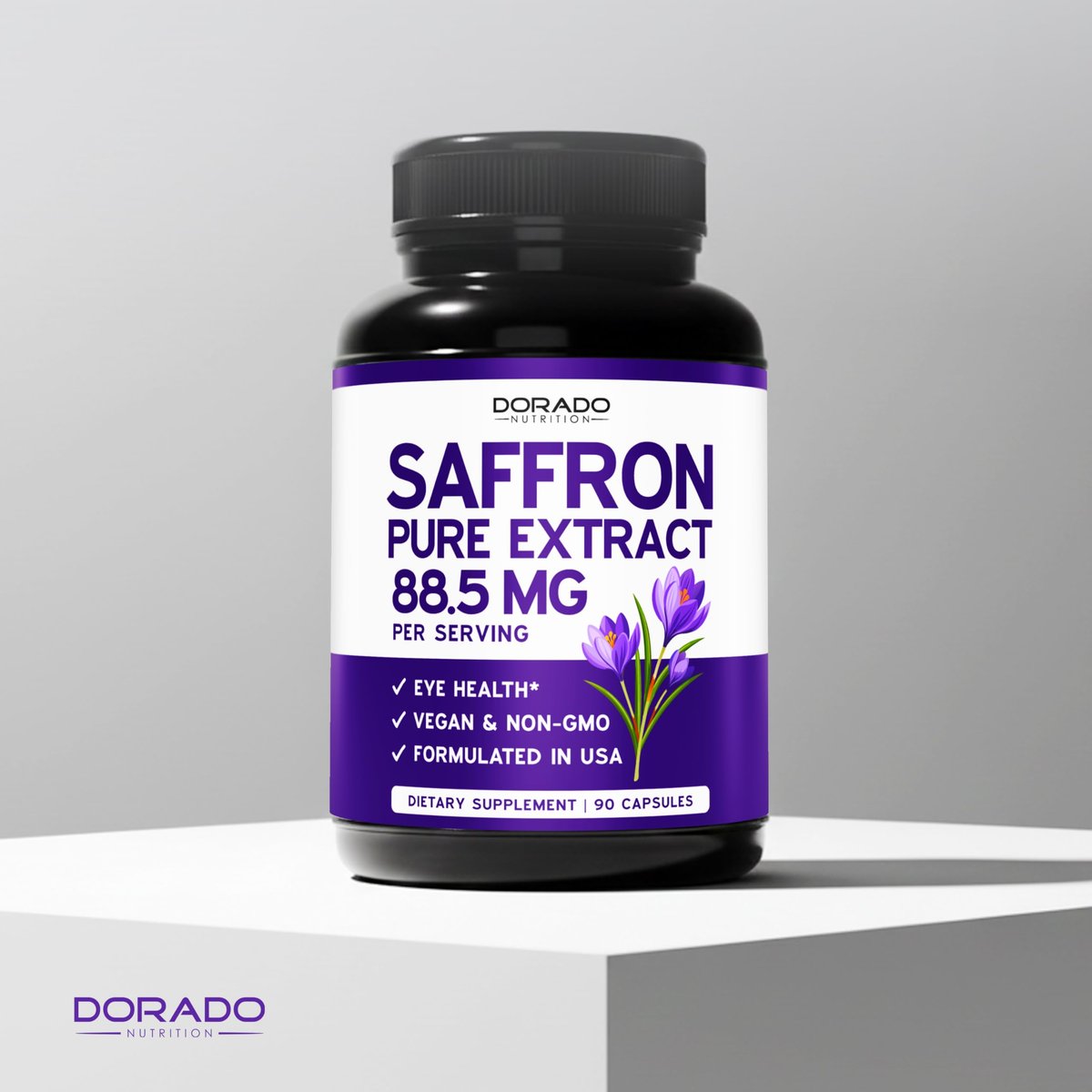 Safran-Ergänzung für Stimmung, Energie & Sehkraft (3-Monats-Vorrat) – Reiner Safran-Extrakt 88,5 mg pro Portion – Vegan, glutenfrei, drittgeprüft & nicht genetisch verändert – Hergestellt in den USA (90 vegane Kapseln)