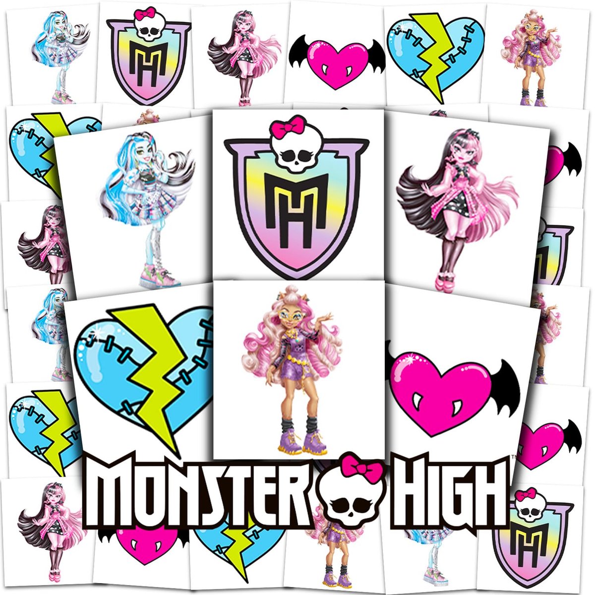 Monster High Tattoos Party Favors Bundle – 72 temporäre Tattoos für Kinder, Jungen und Mädchen | Monster High Partyzubehör