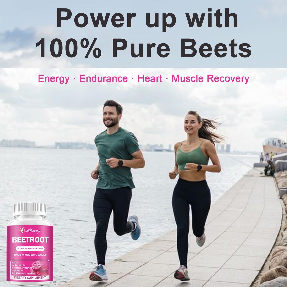 Rote Bete Kapseln - 1300mg Bio Rote Bete Pulver, 60 Kapseln für 30 Tage - Natürliches & veganes Nahrungsergänzungsmittel