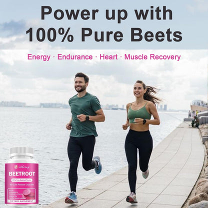 Rote Bete Kapseln - 1300mg Bio Rote Bete Pulver, 60 Kapseln für 30 Tage - Natürliches & veganes Nahrungsergänzungsmittel