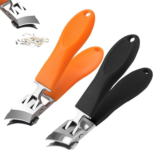2er-Set Nagelknipser mit breitem, schrägem Maul – Anti-Spritz gebogene Zehennagelknipser für dicke Nägel, eingewachsene Nägel, Schwarz+Orange