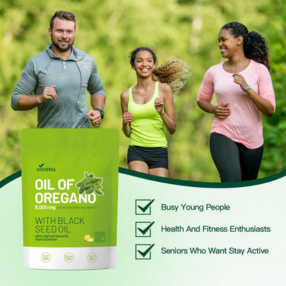 VivoNu Oil of Oregano Kapseln – Ausgewogenes Oreganoöl mit Schwarzkümmelöl, Bio Oreganoöl Softgels, Carvacrol, Thymochinon, Nicht-GVO (600 Stk./2 Beutel)