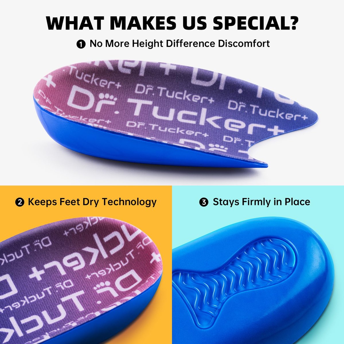 Dr.Tucker+ Achillessehnenentzündung Einlegesohlen – Fersenschalen mit Fußgewölbestütze zur Schmerzlinderung bei Fersensporn und Sehnenunterstützung, Blau, Größe L (Damen 39-44 / Herren 42-47)