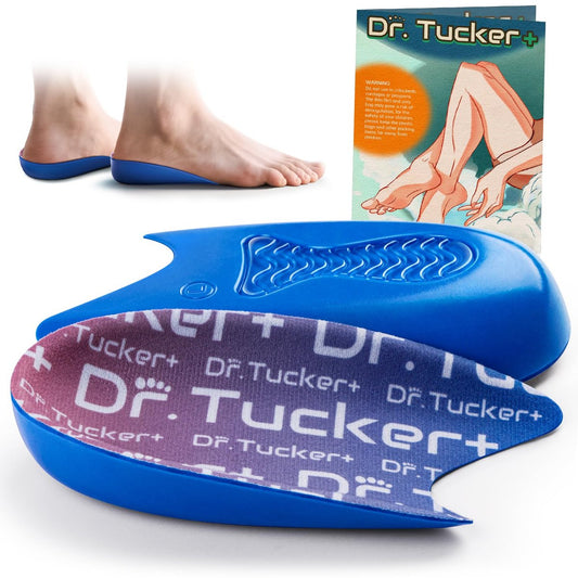 Dr.Tucker+ Achillessehnenentzündung Einlegesohlen – Fersenschalen mit Fußgewölbestütze zur Schmerzlinderung bei Fersensporn und Sehnenunterstützung, Blau, Größe L (Damen 39-44 / Herren 42-47)