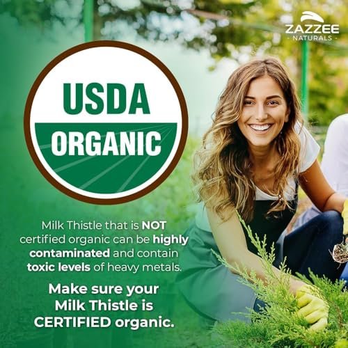 Zazzee USDA Bio Mariendistel 30:1 Extrakt, 80 % Silymarin, 60 vegane Kapseln, 2 Monate Vorrat, zertifiziert koscher, hochwirksame Leber- & Antioxidans-Unterstützung, Silybum Marianum, nicht gentechnisch verändert, hergestellt in den USA