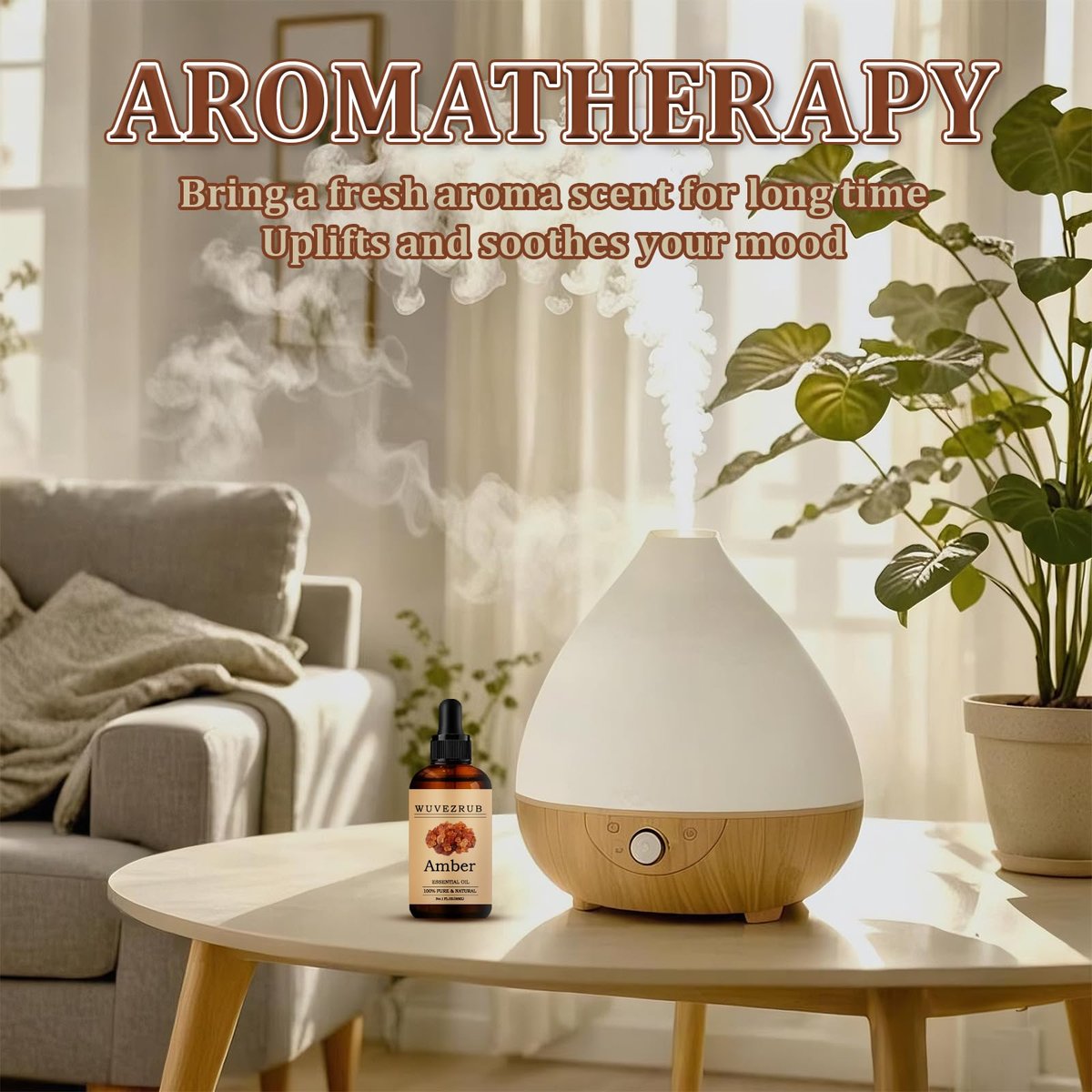 Wuvezrub Amber Ätherisches Öl 30 ml – 100 % reines und natürliches Öl für Aromatherapie-Diffuser – 1 Fl Oz/Amber