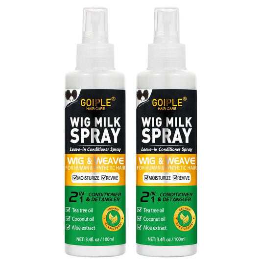 2er-Pack Wig Milk Spray für Kunsthaar – Leave-In Conditioner & Entwirrer für Perücken aus Echthaar und Kunsthaar – Feuchtigkeitsspray für müheloses Kämmen