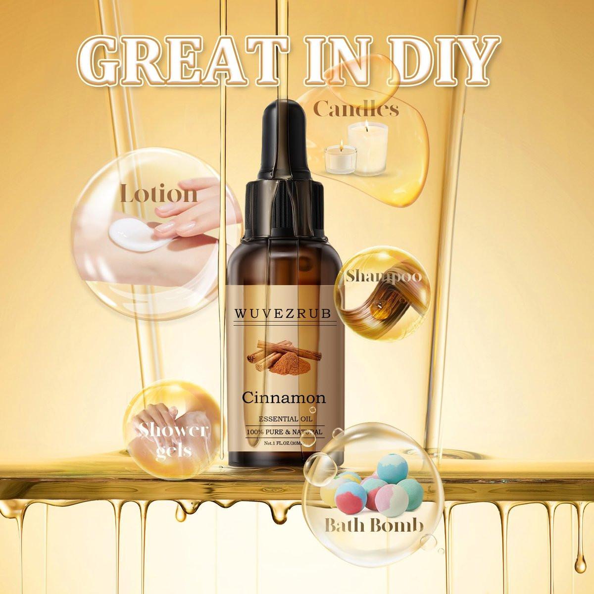 Wuvezrub Zimt ätherisches Öl 30 ml – 100 % reines und natürliches Öl für Aromatherapie-Diffuser – 1 Fl Oz / Zimt