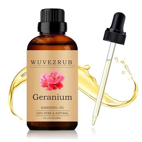 Wuvezrub Geranium Bio-Öl 30 ml – 100 % reines und natürliches Öl für Aromatherapie-Diffuser – 1 Fl Oz