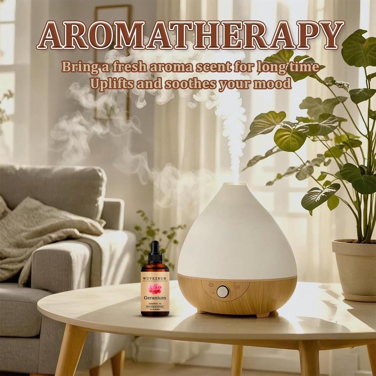 Wuvezrub Geranium Bio-Öl 30 ml – 100 % reines und natürliches Öl für Aromatherapie-Diffuser – 1 Fl Oz