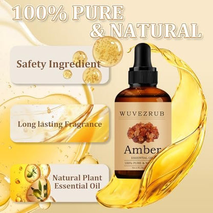 Wuvezrub Amber Bio-Öl 120 ml – 100 % reines und natürliches ätherisches Öl für Aromatherapie-Diffuser – 4 Fl Oz