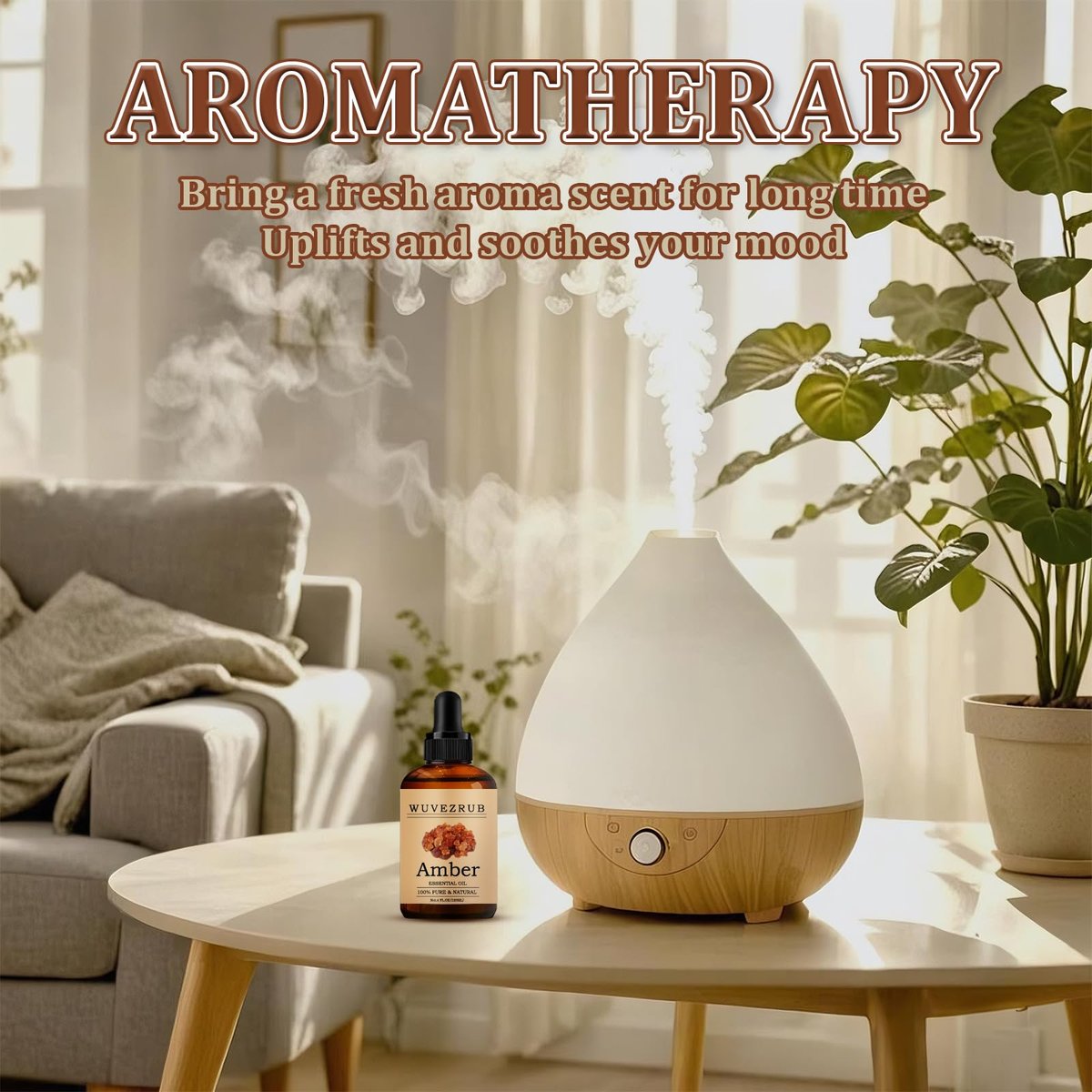 Wuvezrub Amber Bio-Öl 120 ml – 100 % reines und natürliches ätherisches Öl für Aromatherapie-Diffuser – 4 Fl Oz