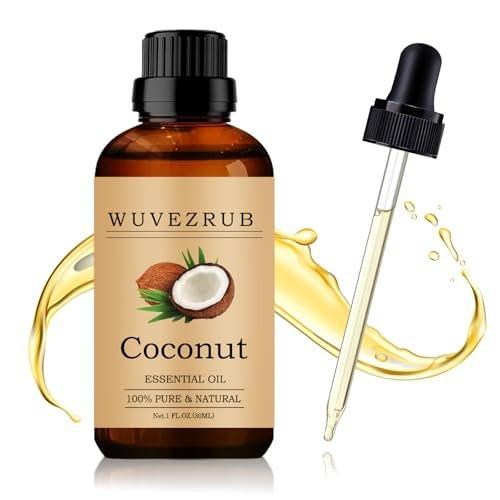 Wuvezrub Kokosnuss ätherisches Öl 30 ml - 100 % reines und natürliches Öl für Aromatherapie-Diffuser - 1 Fl Oz/Kokosnuss