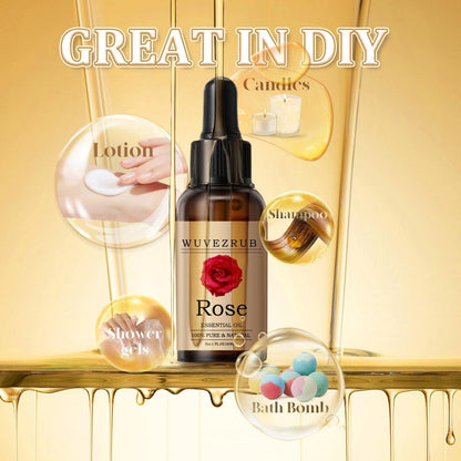 Wuvezrub Rosenöl 30ml – 100% reines und natürliches Öl für Aromatherapie-Diffuser, 1 Fl Oz/Rose